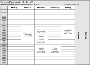 Belegungsplan Sportplatz v. 17.09.2022